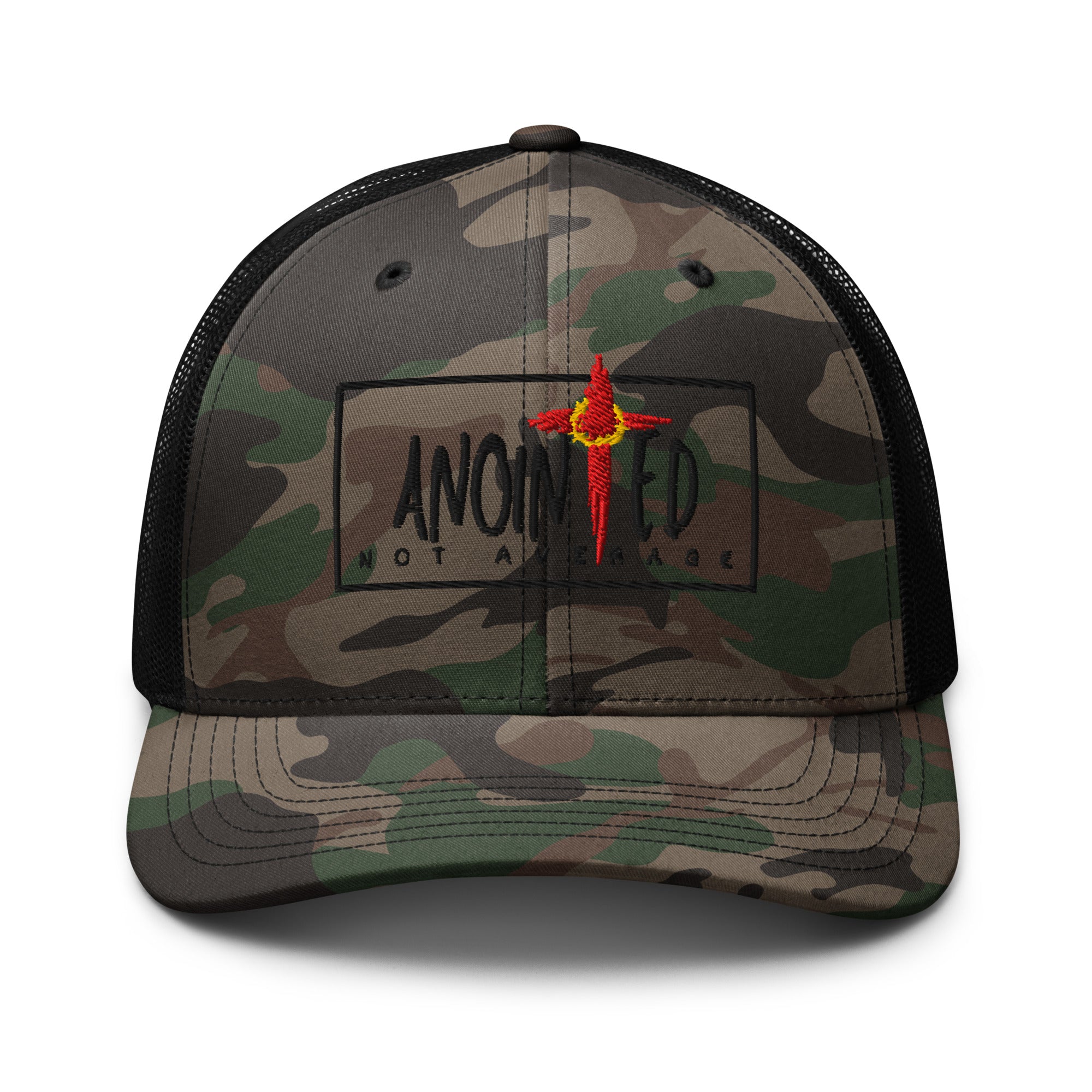 Anointed Not Average Black LOGO Trucker CAMO