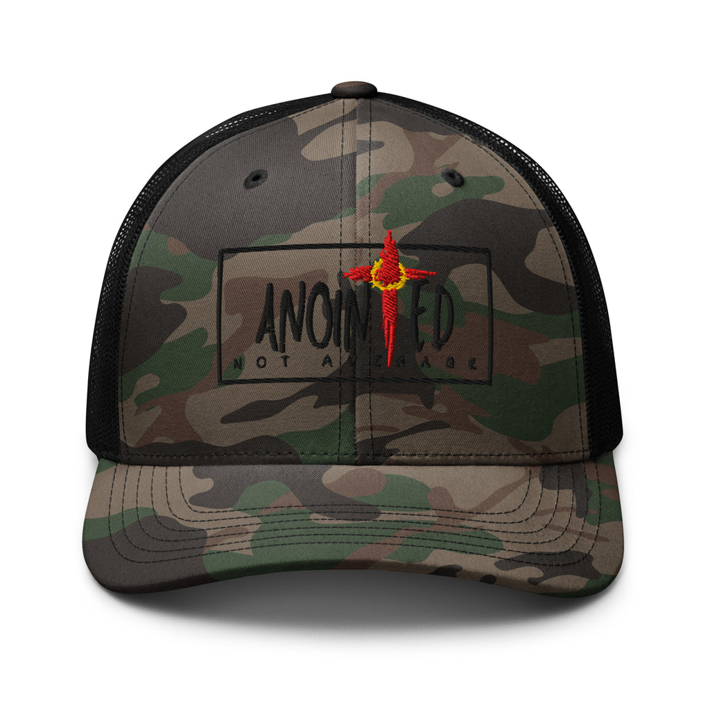 Anointed Not Average Black LOGO Trucker CAMO