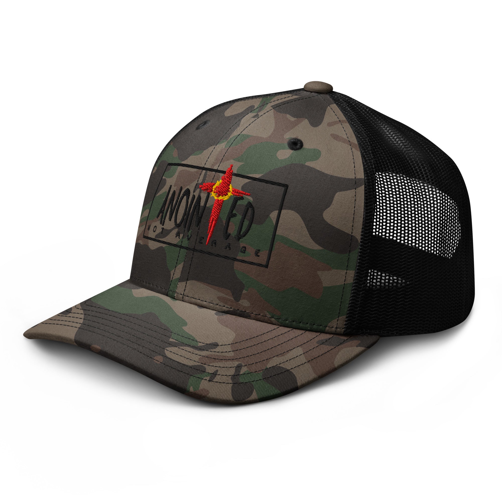Anointed Not Average Black LOGO Trucker CAMO
